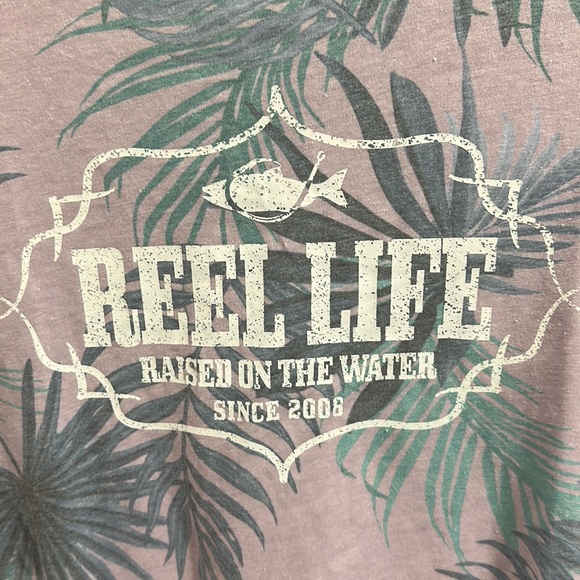NWT Reel Life Palm Tree Pattern T-Shirt Large - Picture 5 of 5